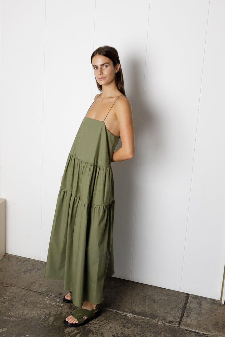 Cotton Gathered Maxi Dress