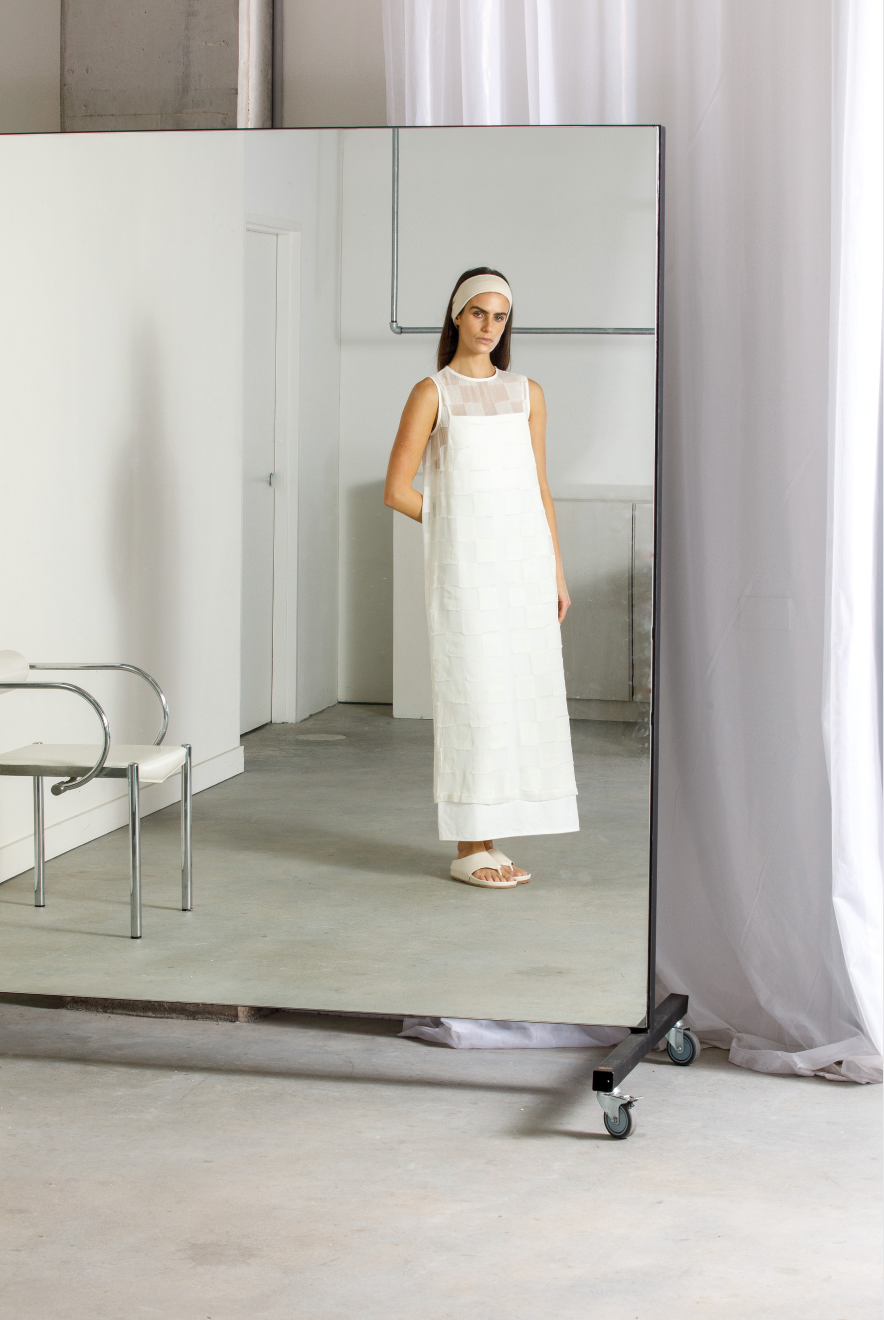 Silk Linen Check Dress