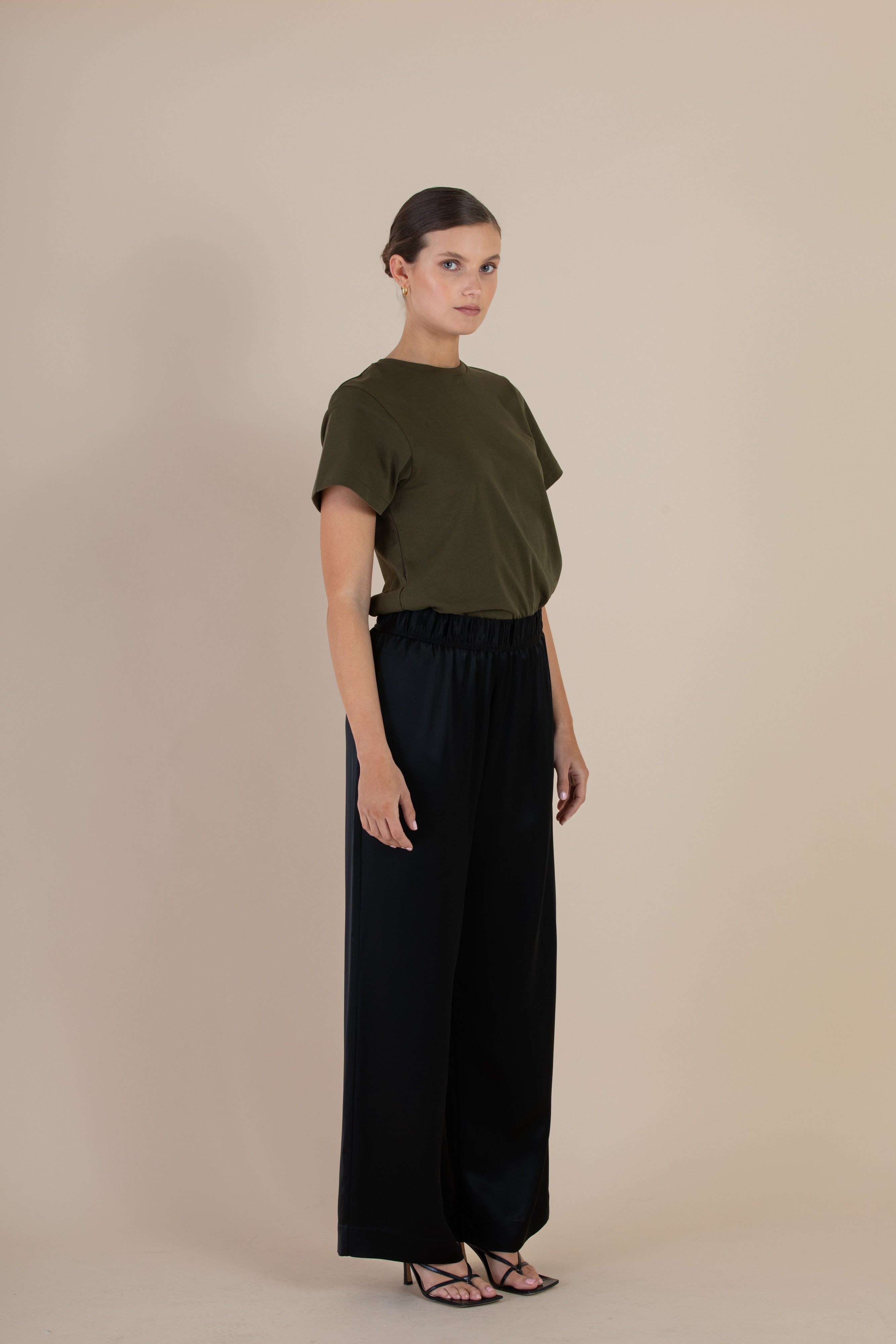 The Celeste Tee in Cypress side view