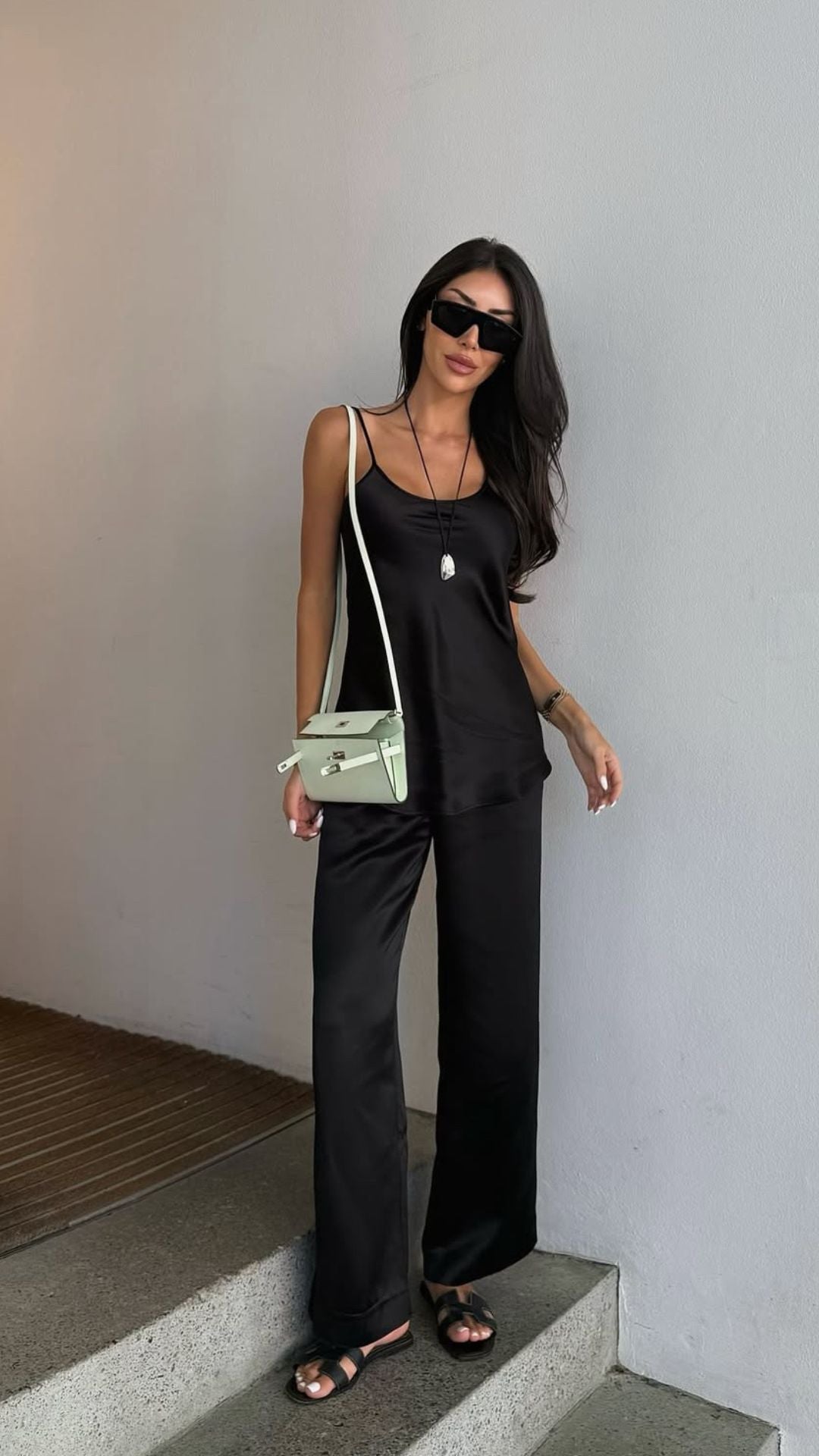 SELFE Maeve Cami in Black styled by Anjelica Margaritis – modern elevated wardrobe essential