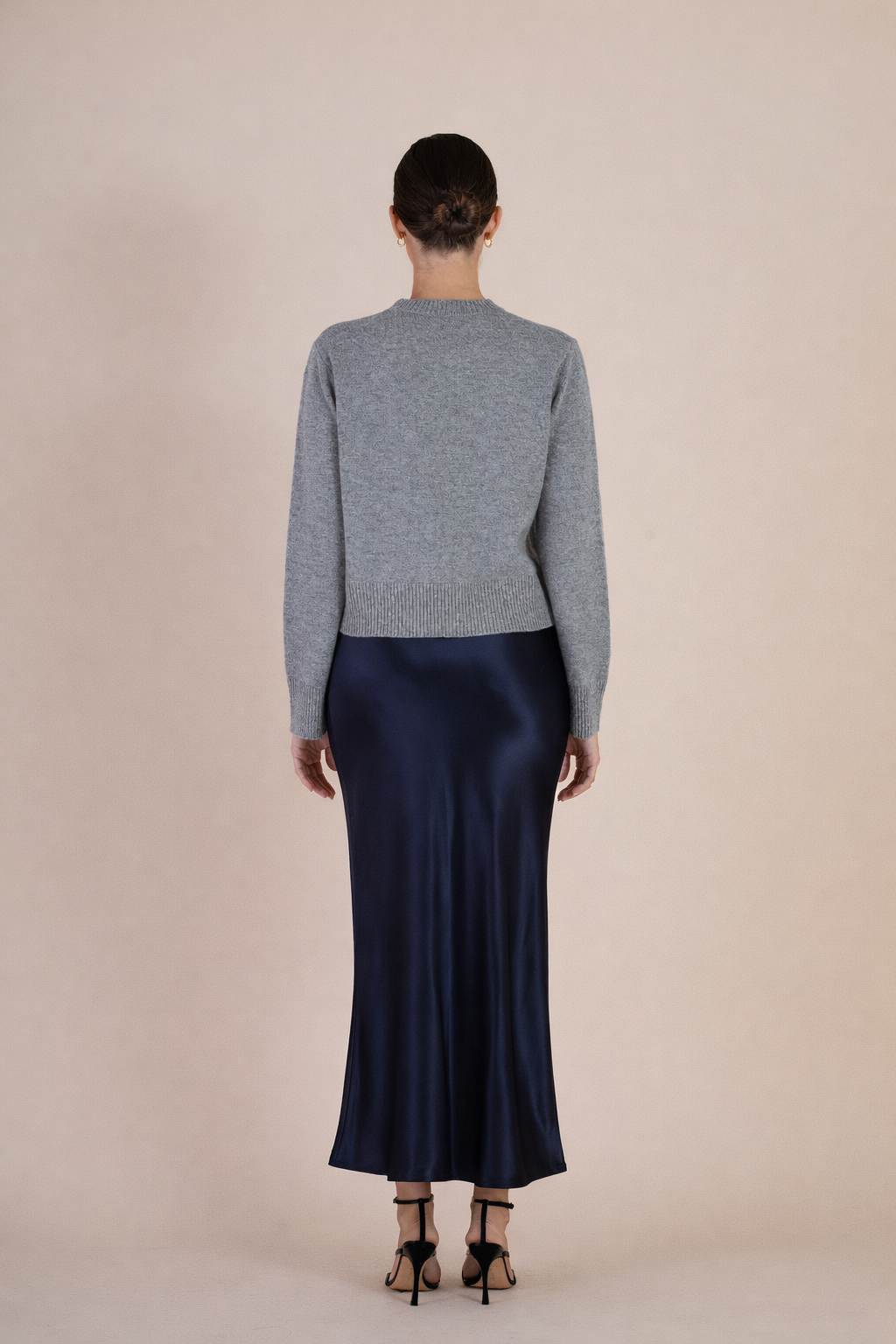 Back view of the SELFE Audrey Skirt in Midnight – minimal skirt with sleek, modern finish