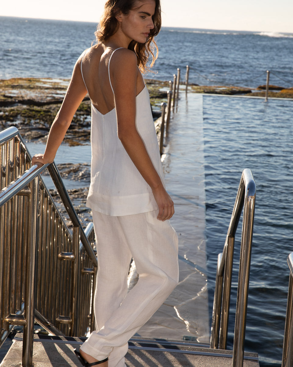 Linen square neck cami