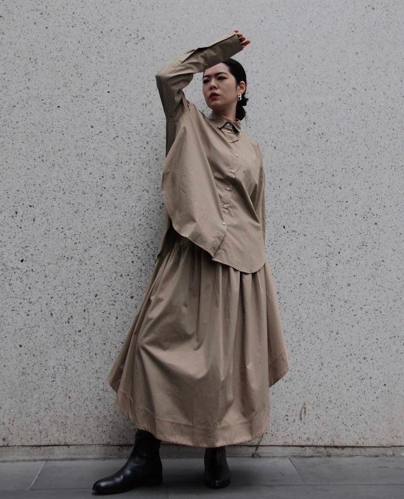 Cotton Gathered Circle Skirt