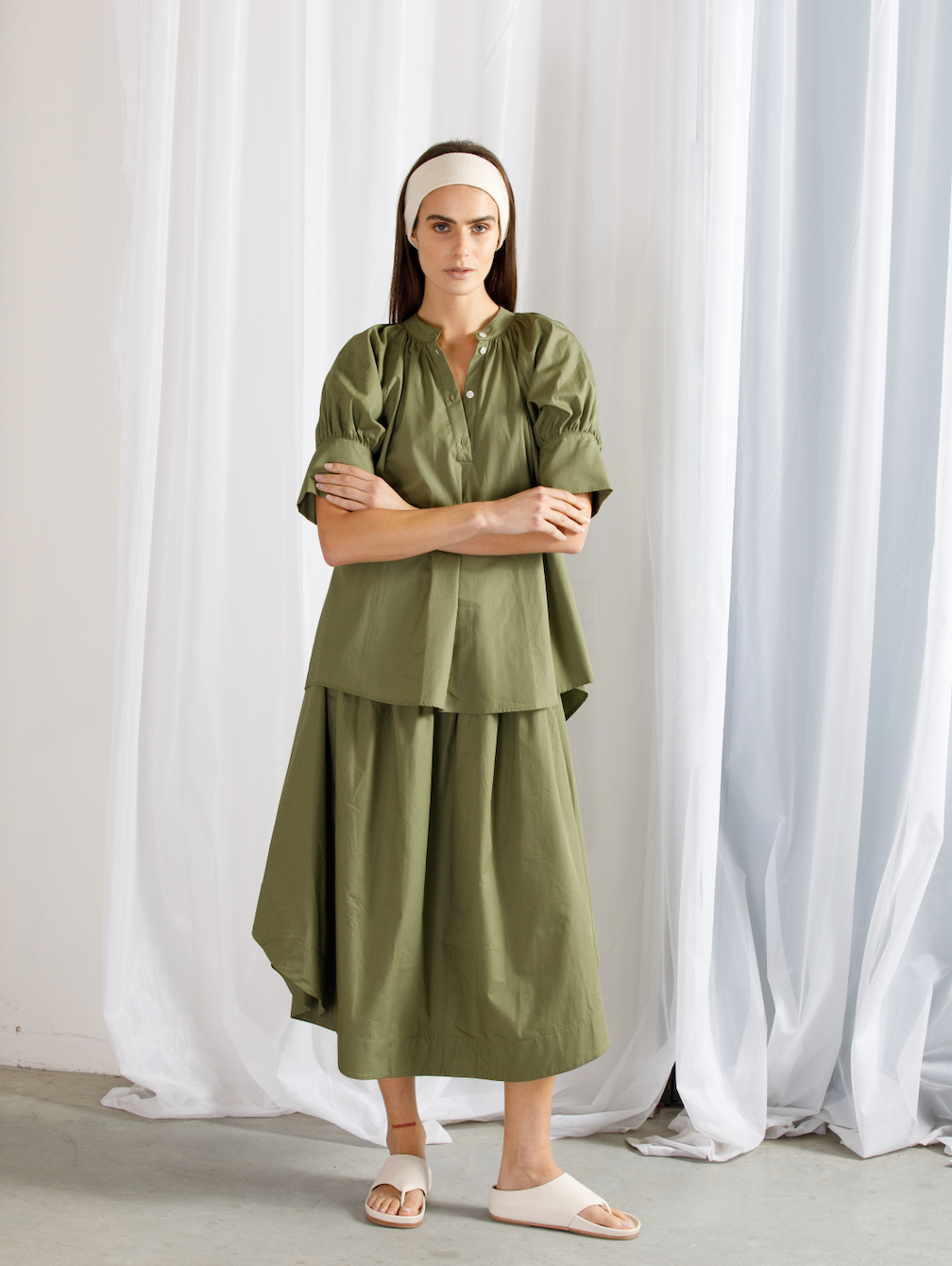 Cotton Gathered Circle Skirt