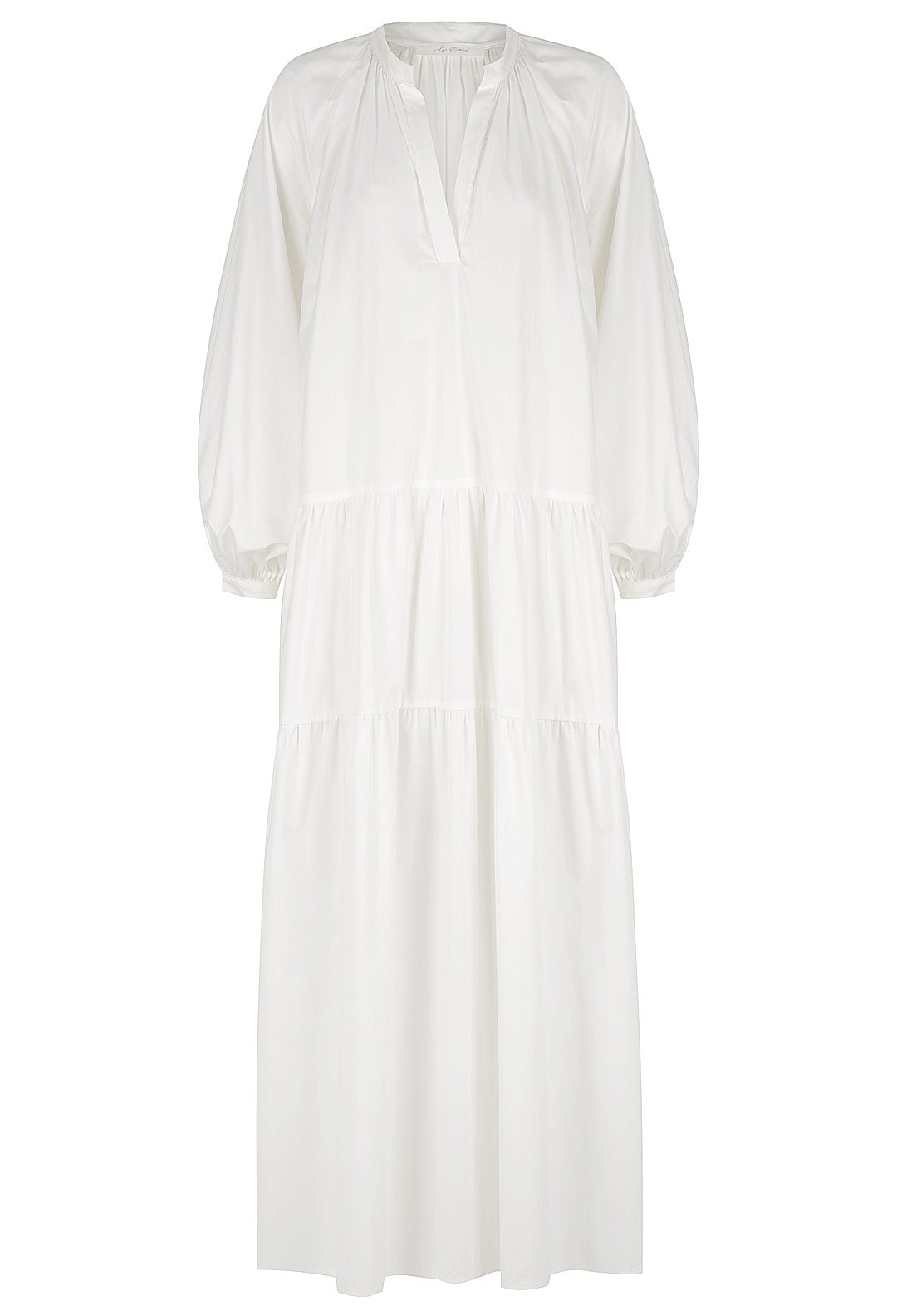 V Neck Long Sleeve Gathered Dress