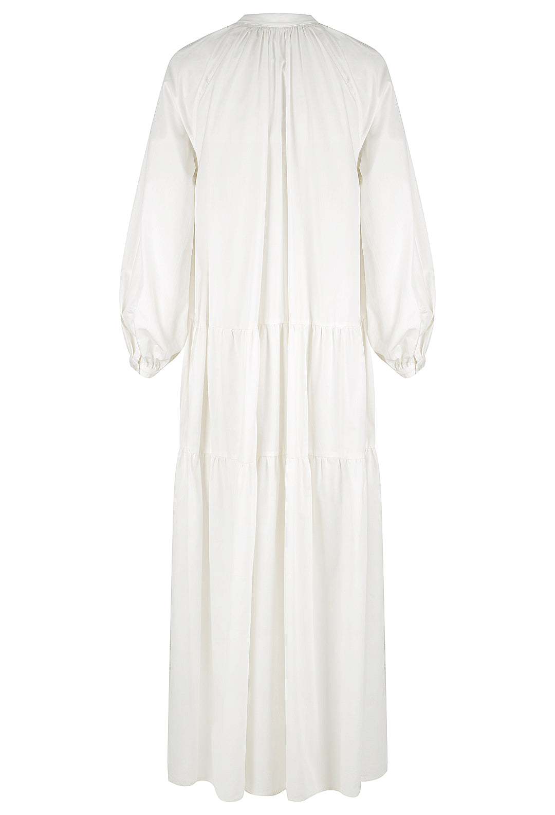 V Neck Long Sleeve Gathered Dress