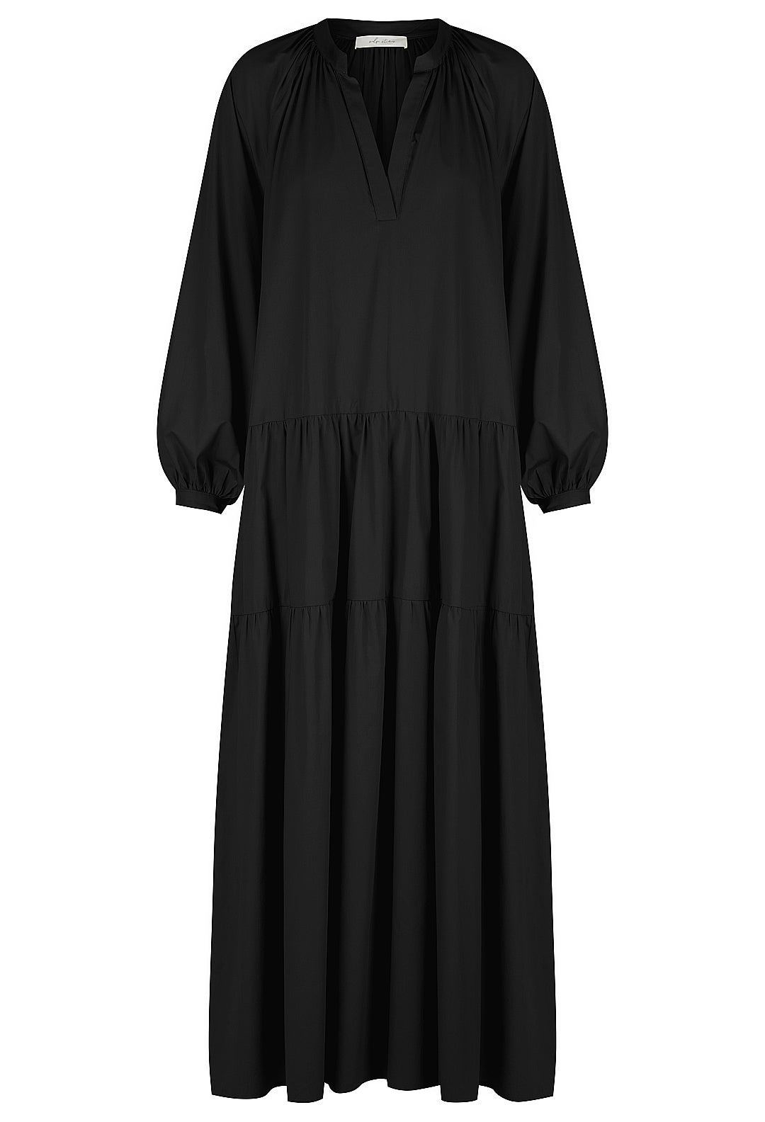 V Neck Long Sleeve Gathered Dress