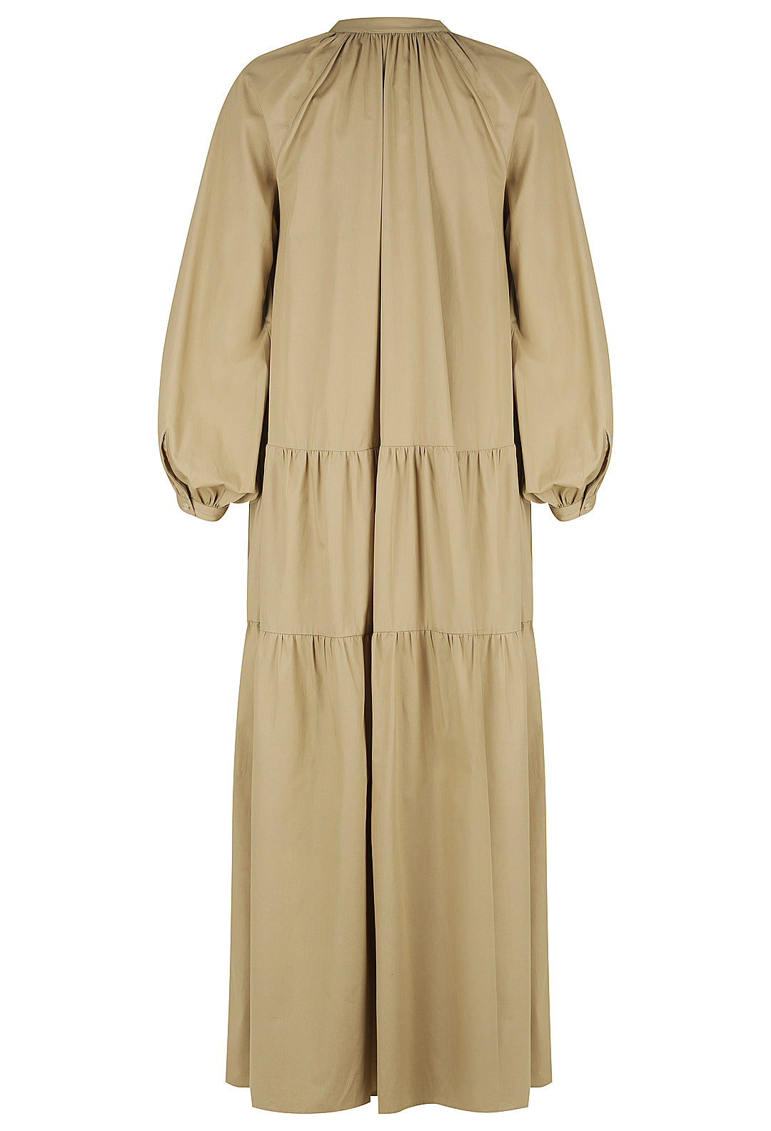 V Neck Long Sleeve Gathered Dress