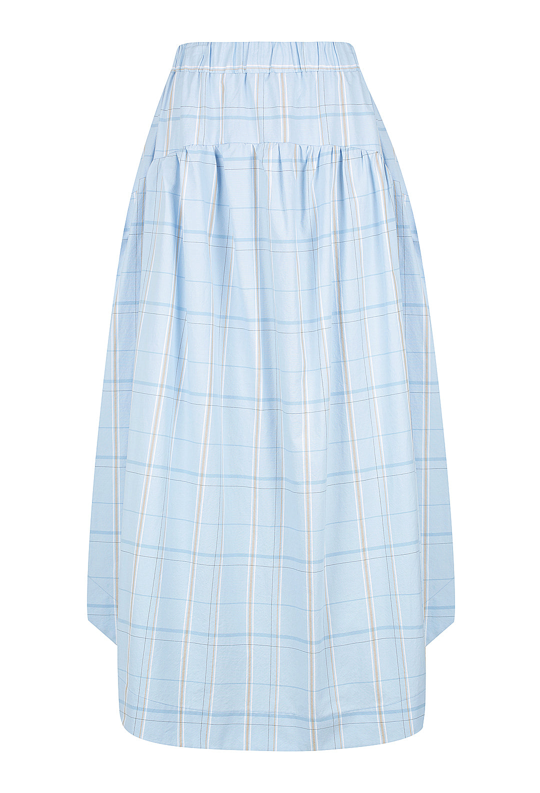 Check Strapless Gathered Dress
