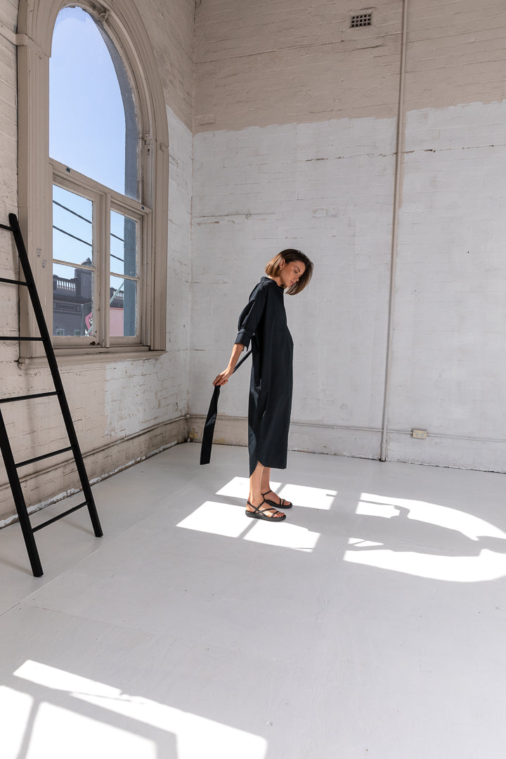 Short Sleeve Bib Shirtdress