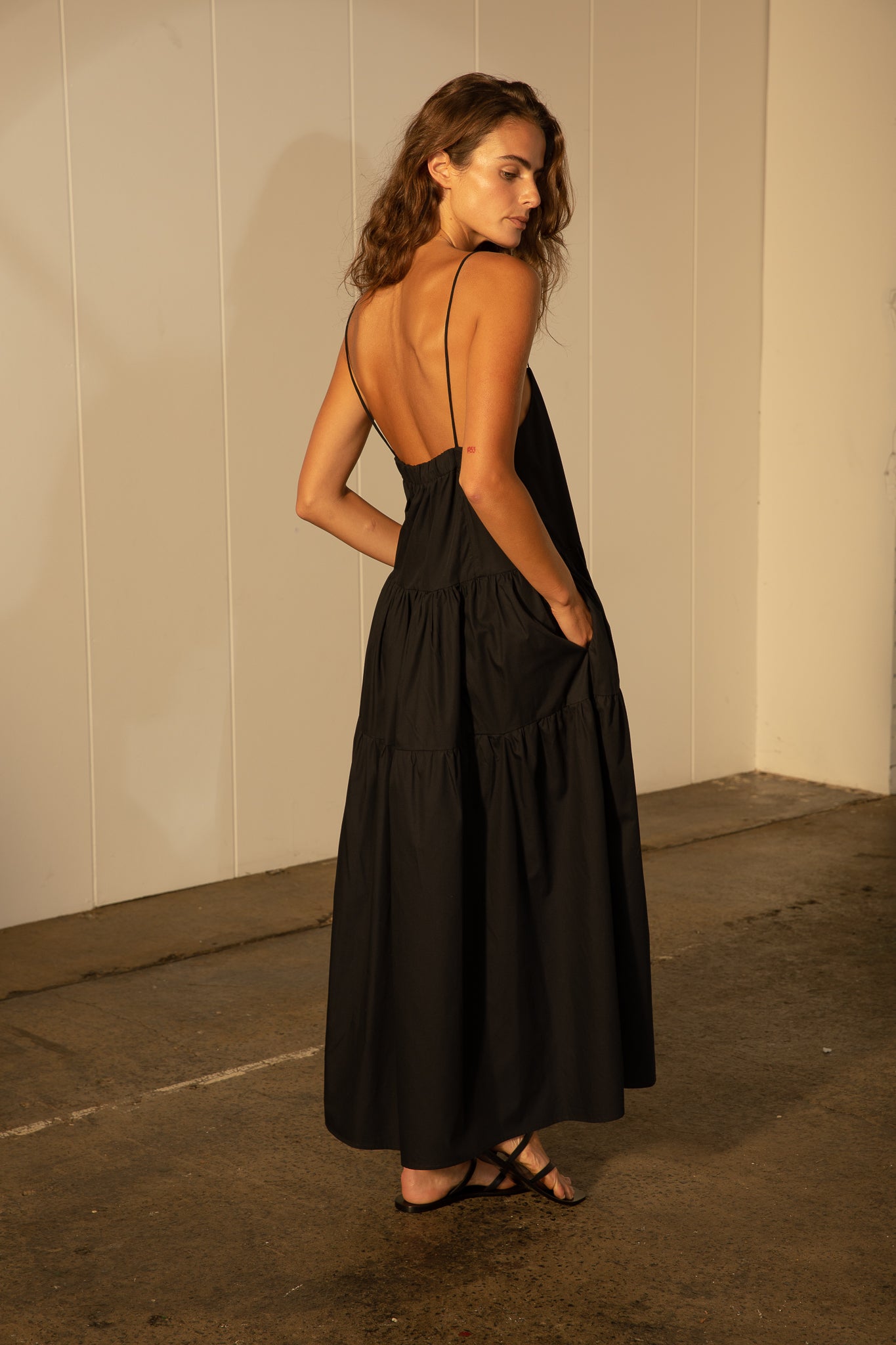 Cotton Gathered Maxi Dress