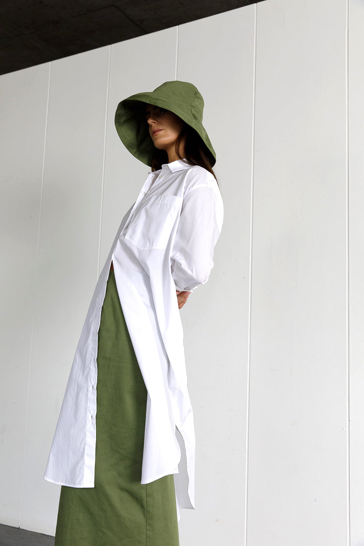 Cotton Canvas Midi Skirt