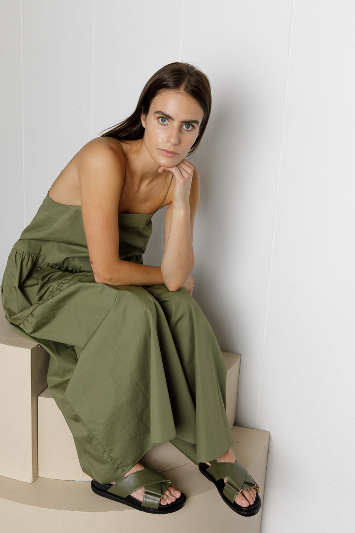 Cotton Gathered Maxi Dress