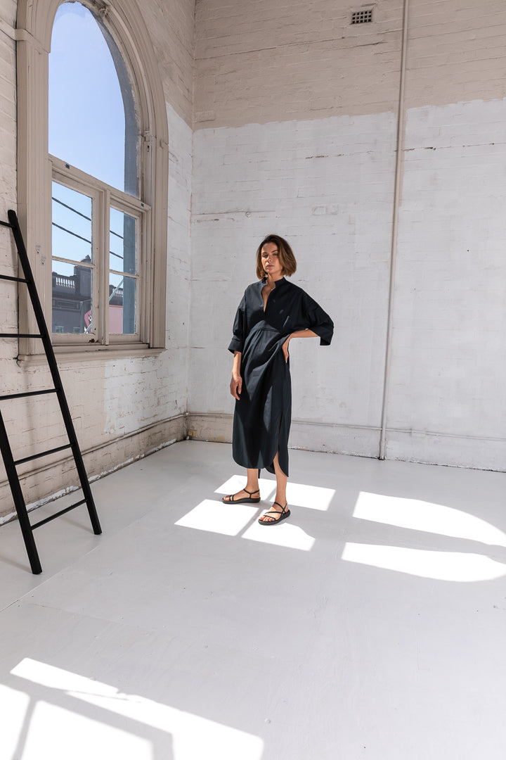 Short Sleeve Bib Shirtdress