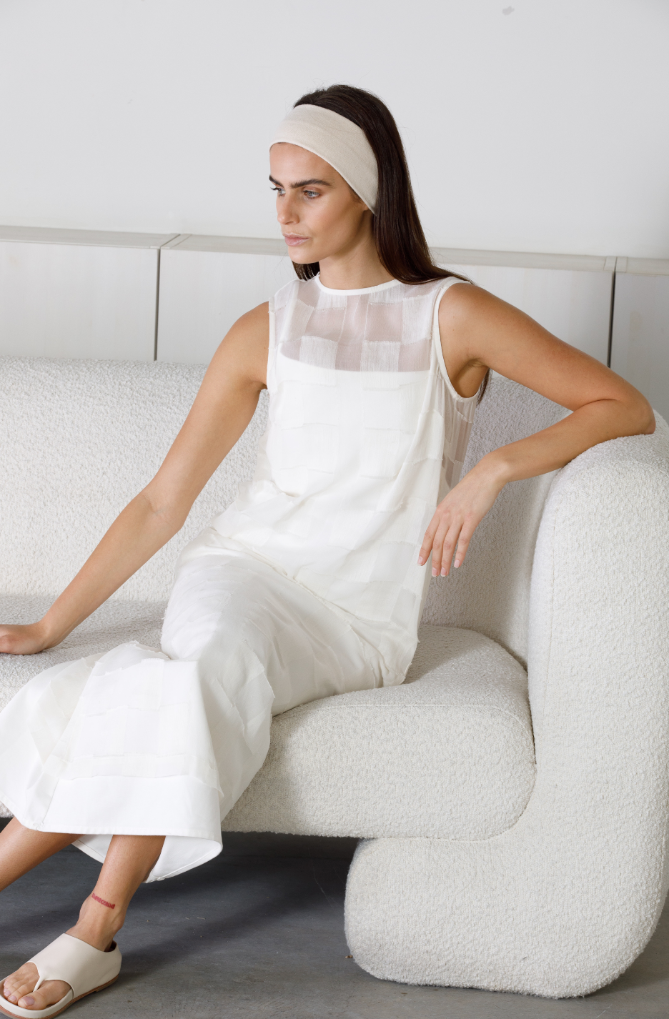 Silk Linen Check Dress
