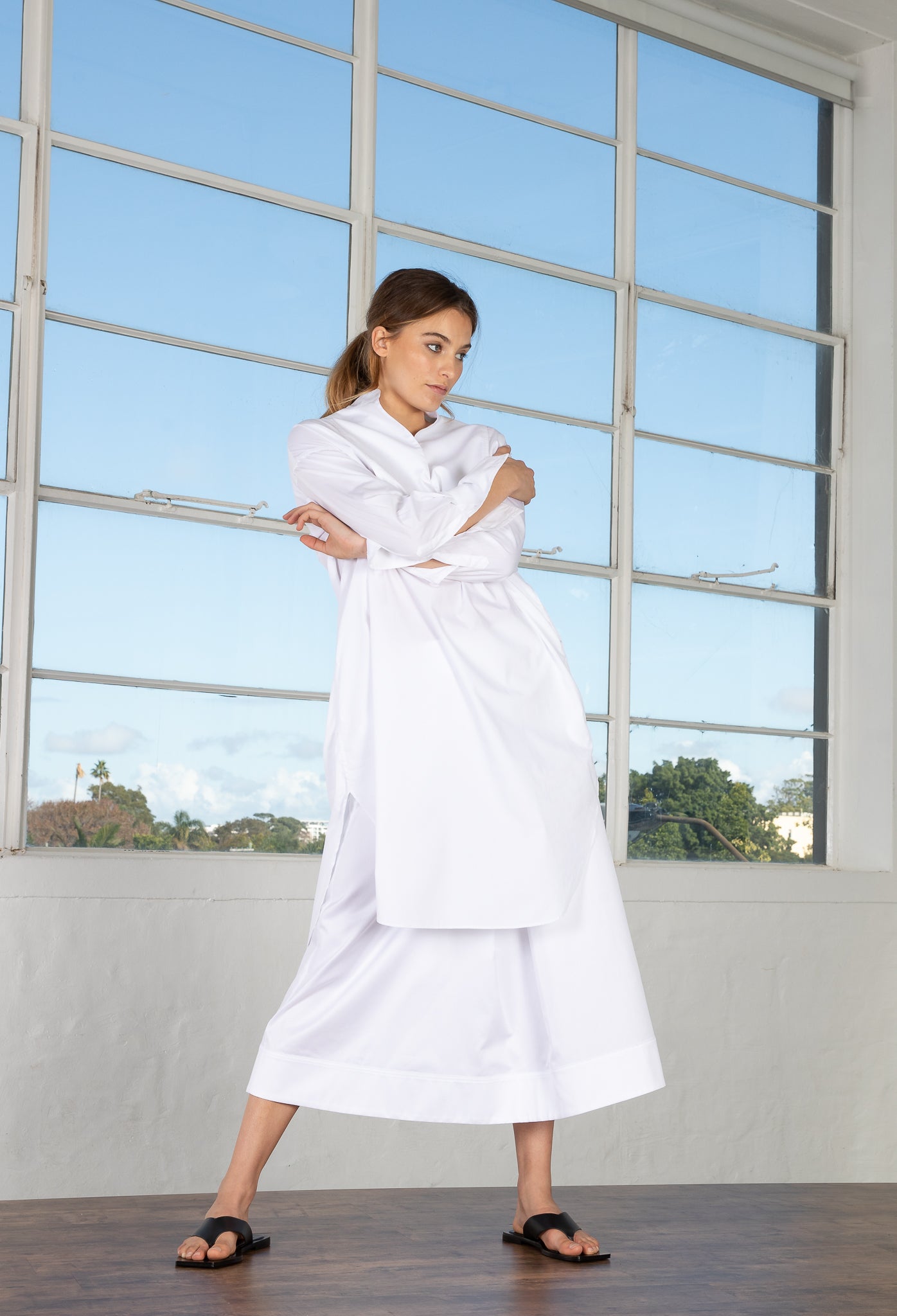 Classic bib shirtdress